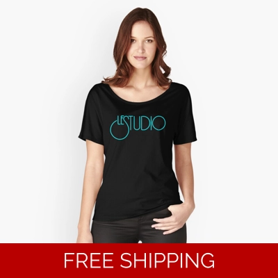 Girlie Le Studio Relaxed Fit T-Shirt Aqua Blue Logo